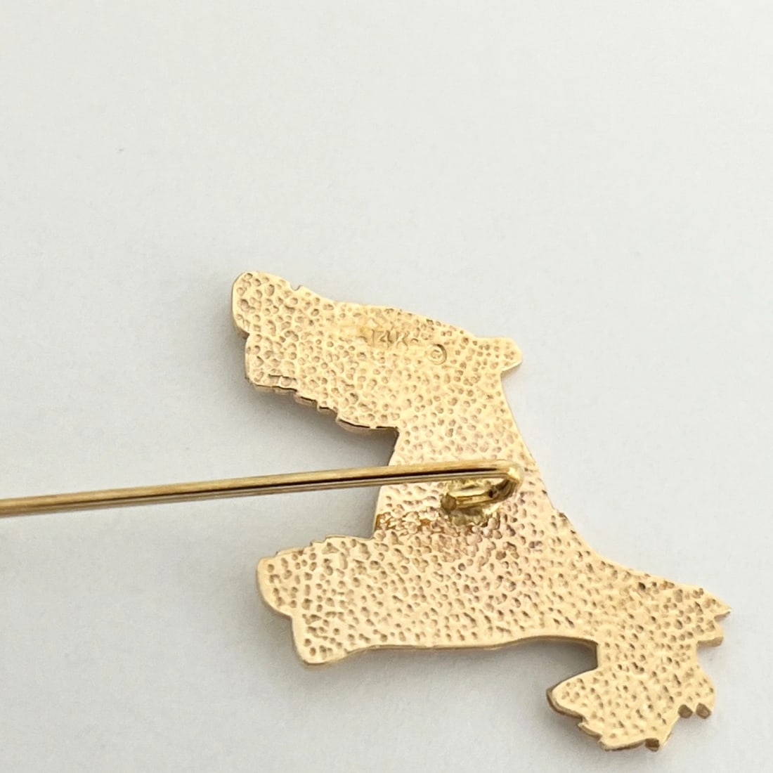 Vintage 1960's Scottish Terrier Dog Lapel Stick Pin 14K Yellow Gold, 3.56 Grams - 6