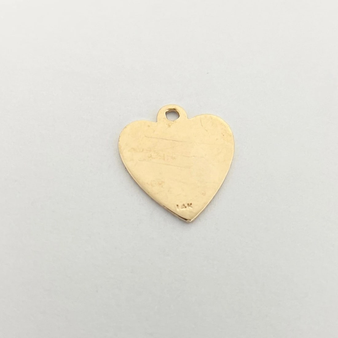 Vintage 1950's Fluted Engine-Turned Heart Charm Pendant 14K Yellow Gold, .94 Gr - 5