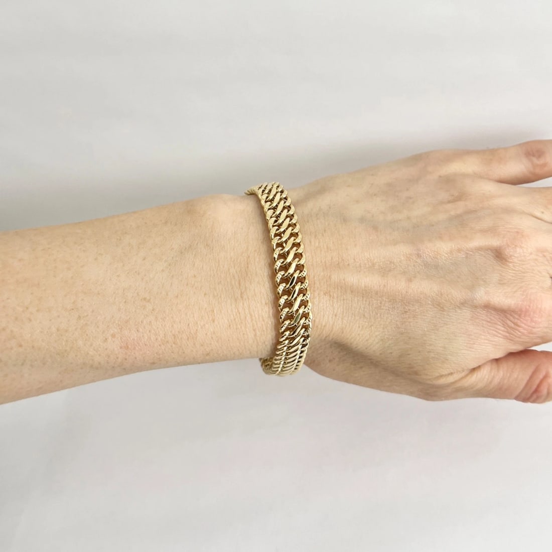 Vintage 1960's Italian Wide Woven Chain Bracelet 14K Yellow Gold 7 Inch, 8.66 Gr - 3