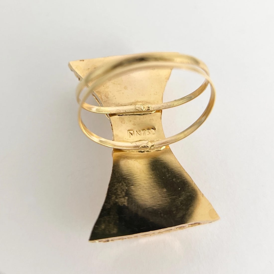 Vintage Long Filigree Bow Statement Ring 19K Yellow Gold, 5.32 Grams - 7