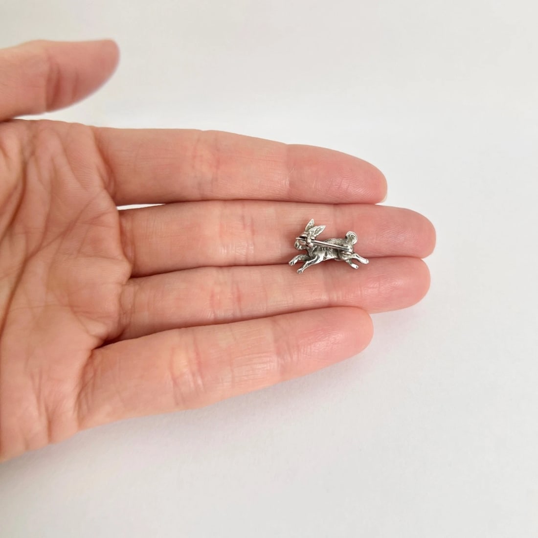 Vintage 1940's Bunny Rabbit Pin Brooch Sterling Silver, 1.57 Grams - 3