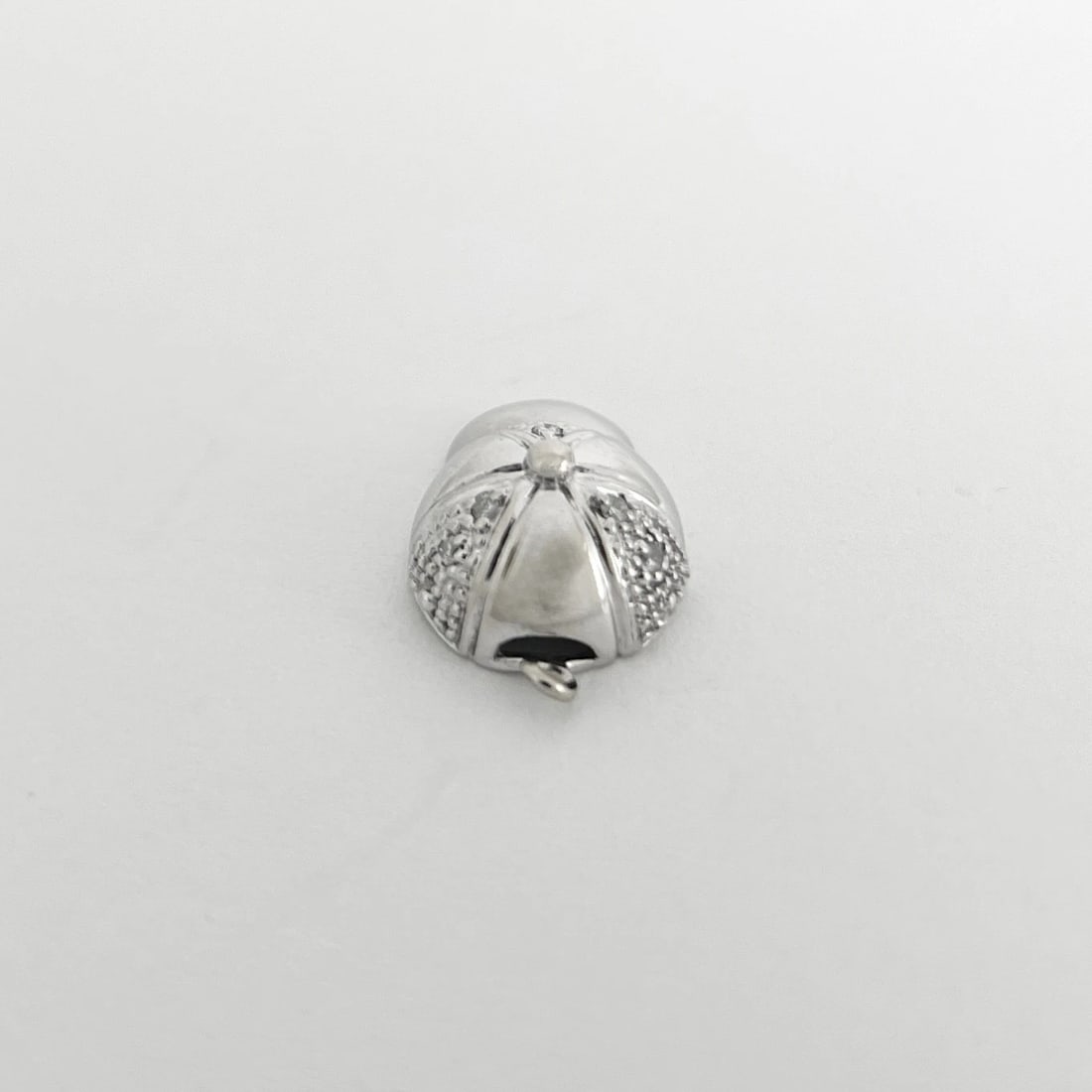 Vintage Diamond Ball Cap Hat Charm 14K White Gold, 1.88 Grams - 6