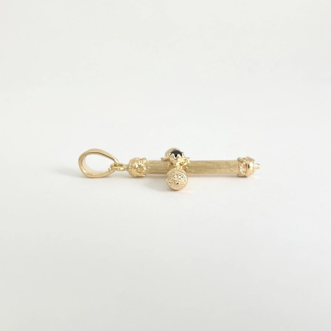 Vintage Italian Pink Tourmaline Ornate Cross Pendant 14K Yellow Gold, 3.43 Grams - 5