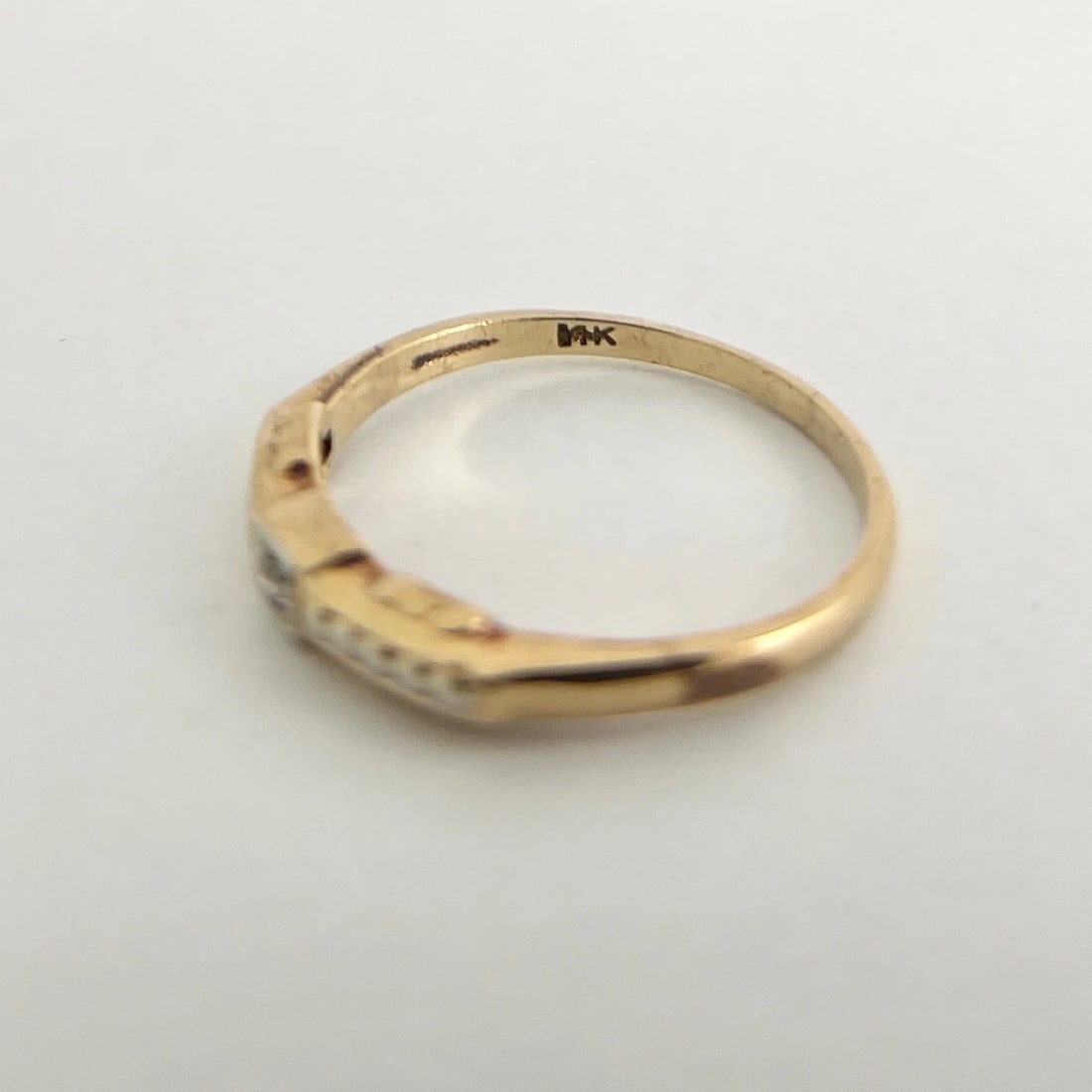 Vintage 1930's Two-Tone Solitaire Diamond Ring 14K Yellow Gold, 1.14 Grams - 7