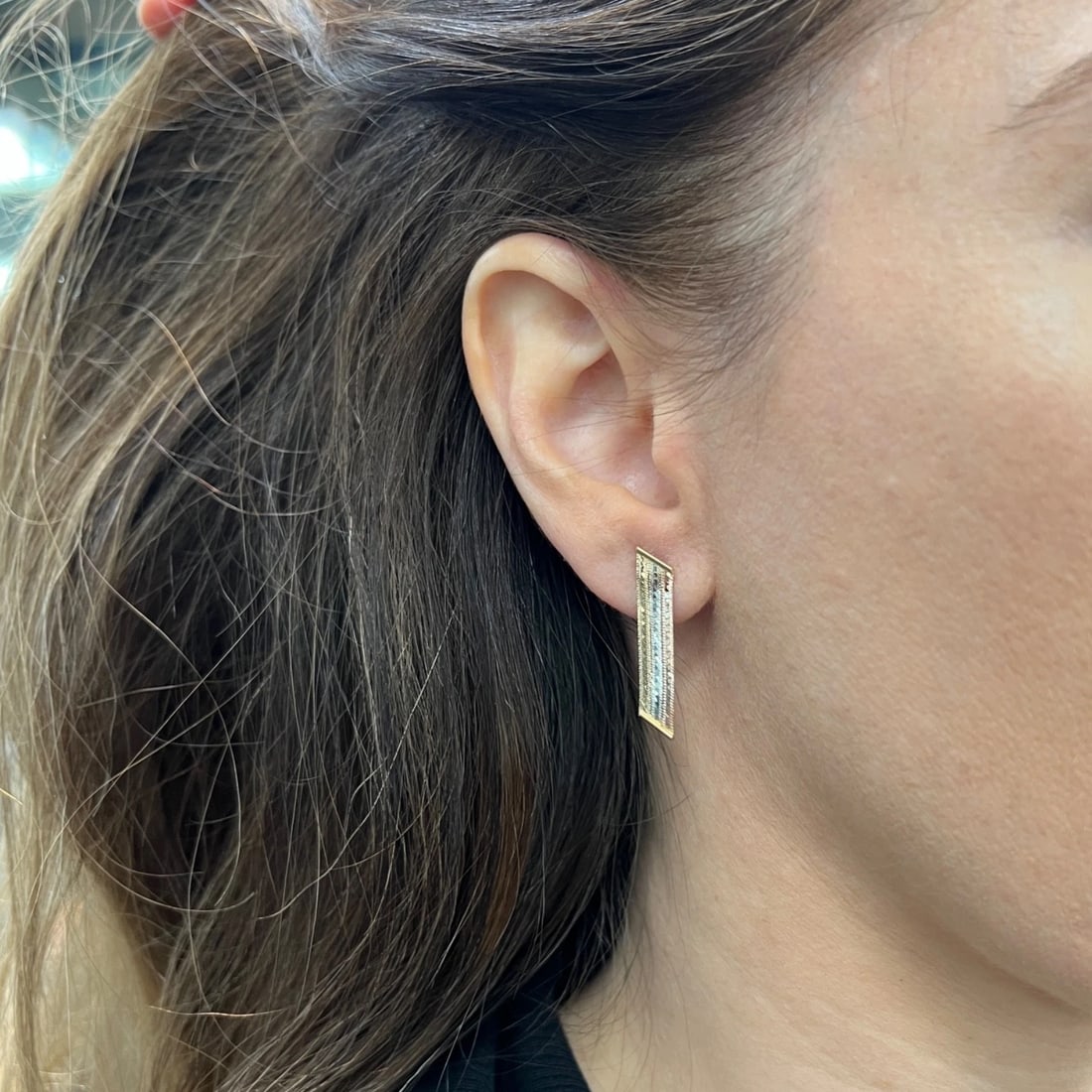 Vintage Tri-Color Ribbon Dangle Drop Earrings 14K Yellow Rose White Gold 1.27 Gr - 3