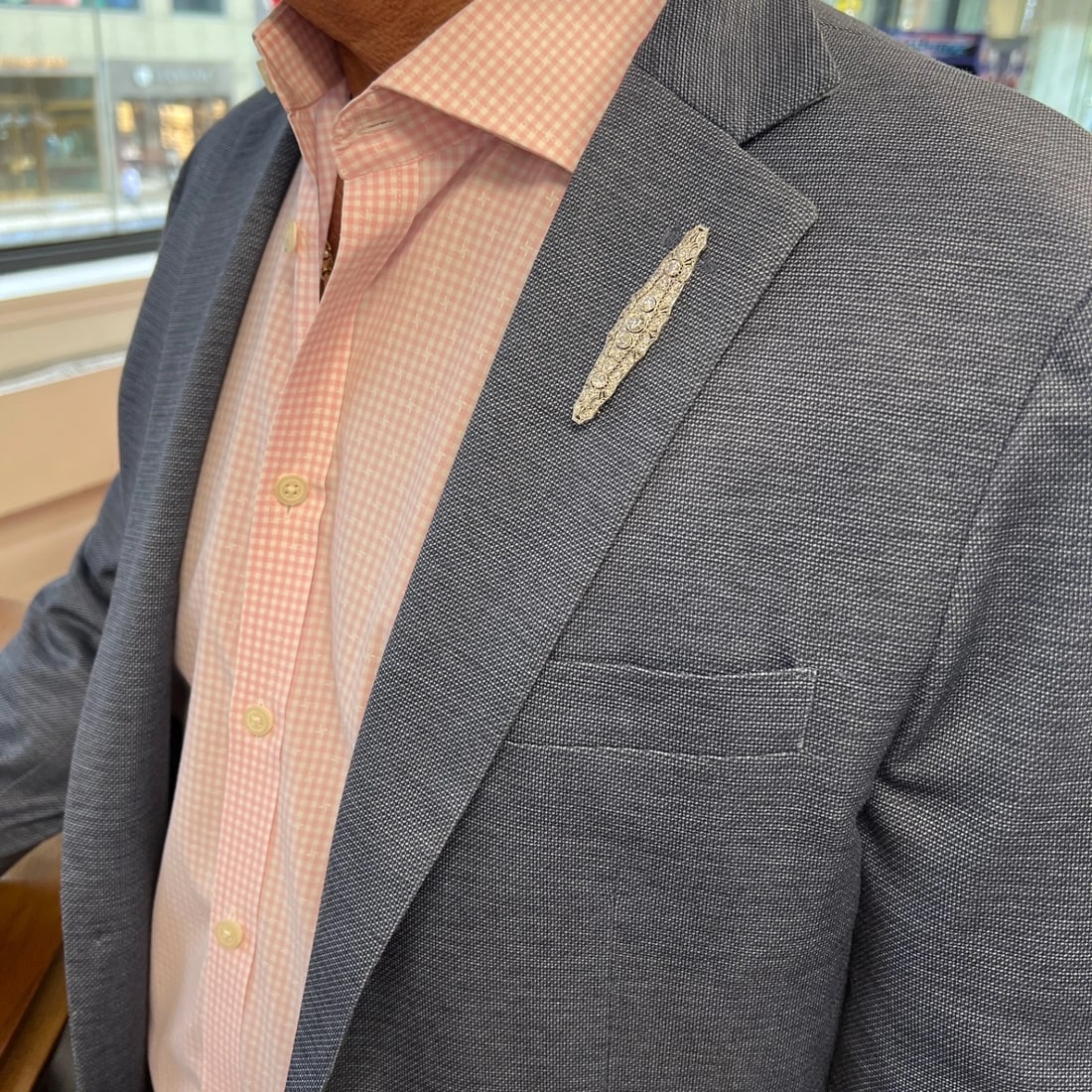 Antique Edwardian Long Filigree Diamond Brooch Pin Platinum, 10.23 Grams - 6