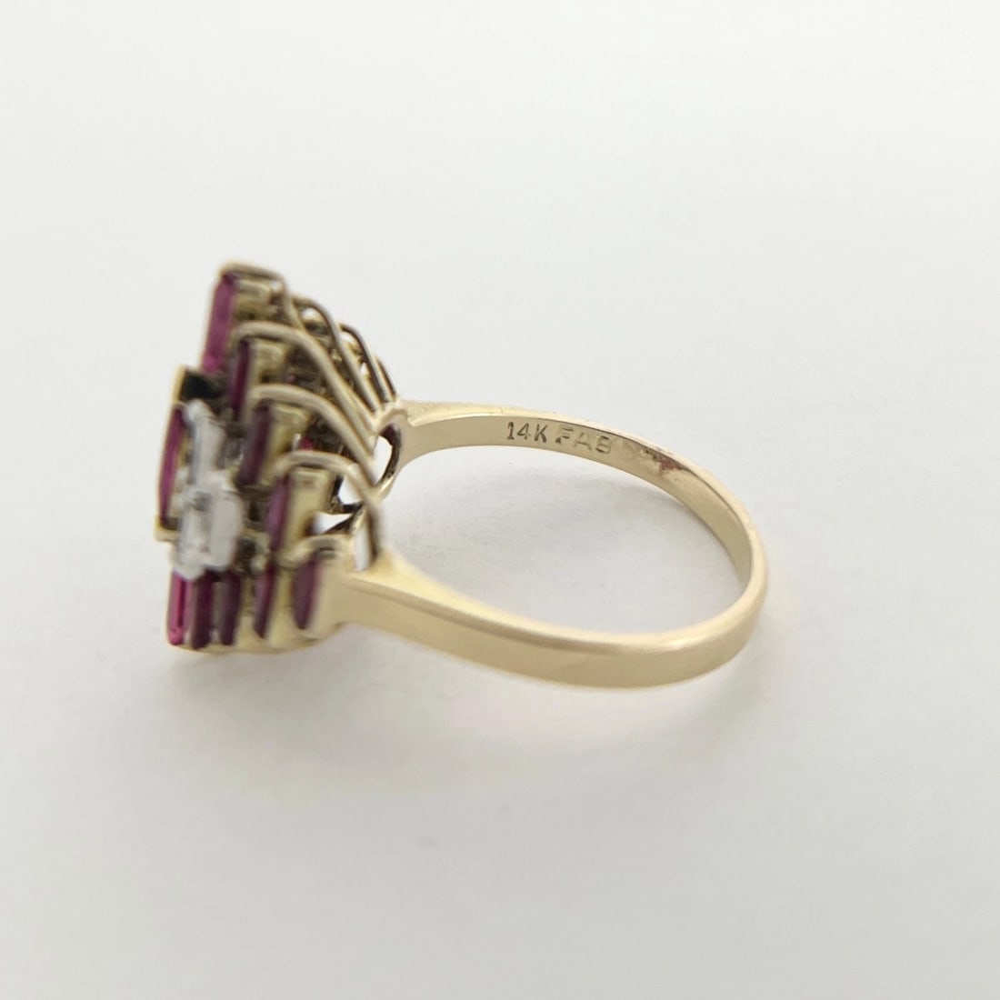 Vintage Tourmaline Diamond Pyramid Cocktail Ring 14K Yellow Gold, 4.21 Grams - 8