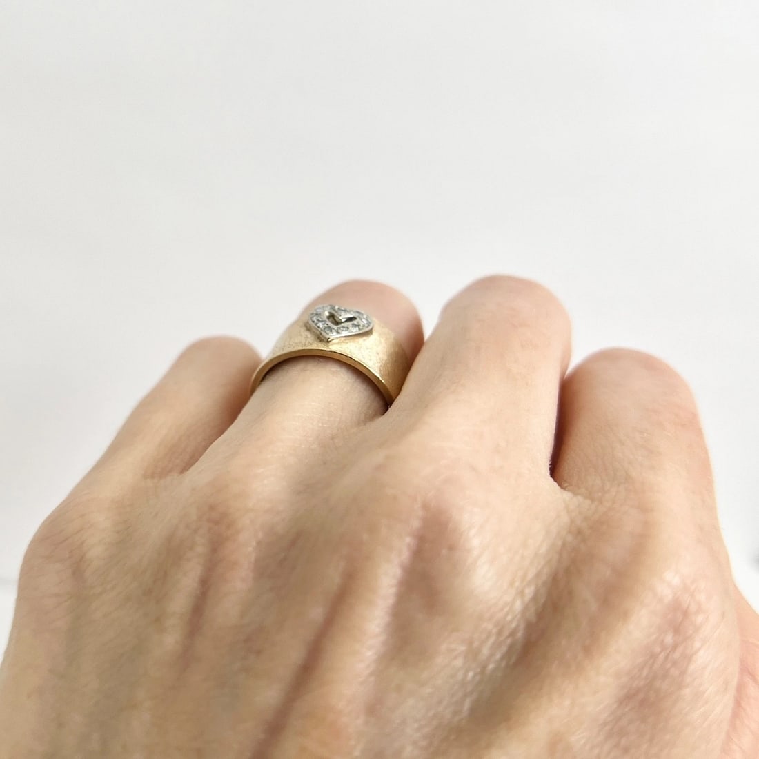 Vintage 1950's Wide Pave Diamond Heart Ring 14K Yellow Gold, 7.64 Grams - 4