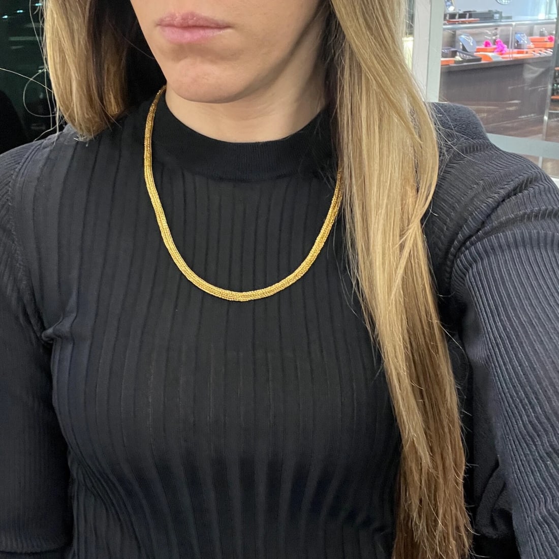 Vintage Woven Wheat Franco Chain Necklace 22K Yellow Gold, 20.5 Inches, 46.82 Gr - 3