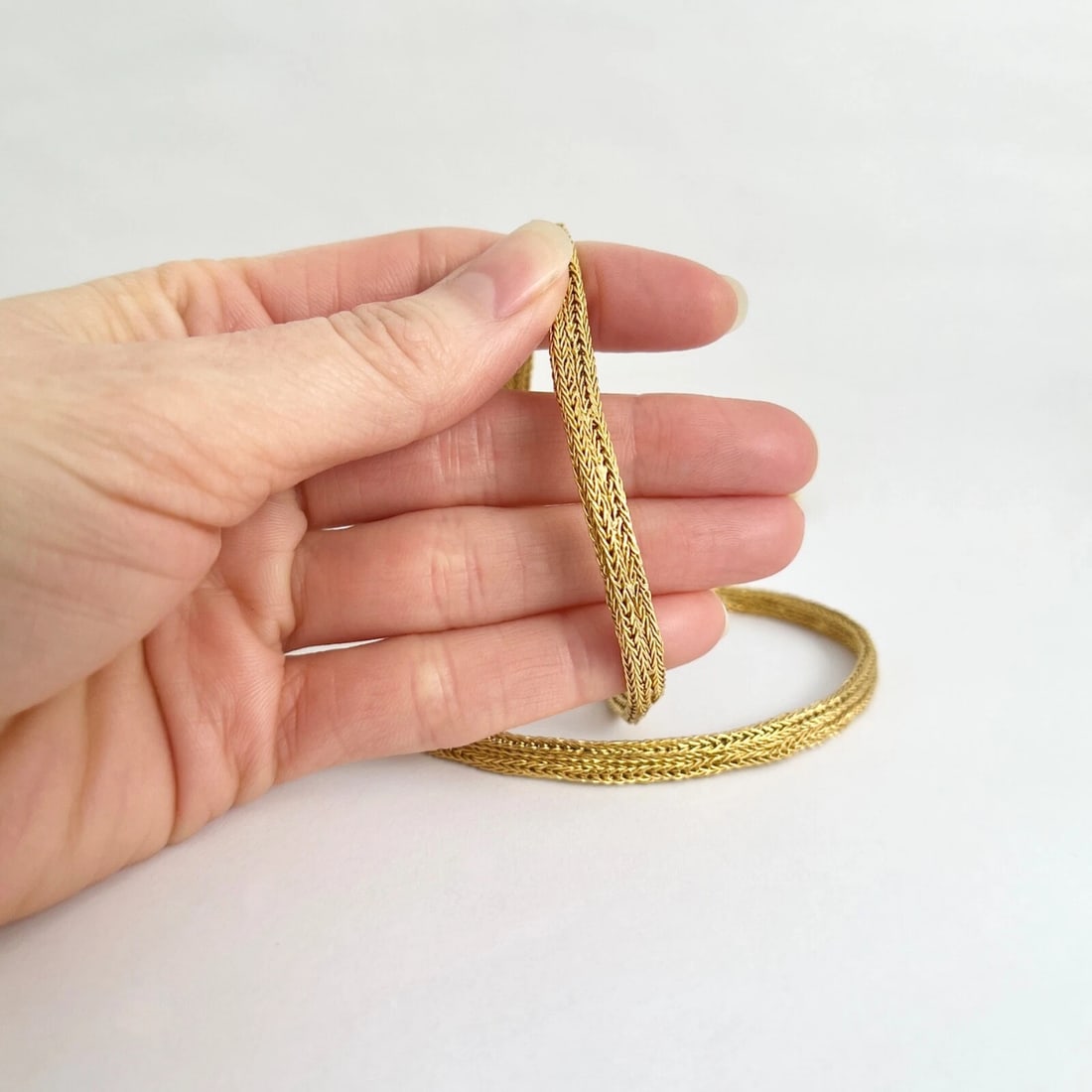 Vintage Woven Wheat Franco Chain Necklace 22K Yellow Gold, 20.5 Inches, 46.82 Gr - 4