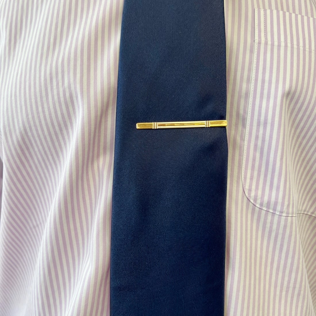 Vintage Tri-Color Tie Bar Clip with Chain 18K Yellow Gold, 4.48 Grams - 5