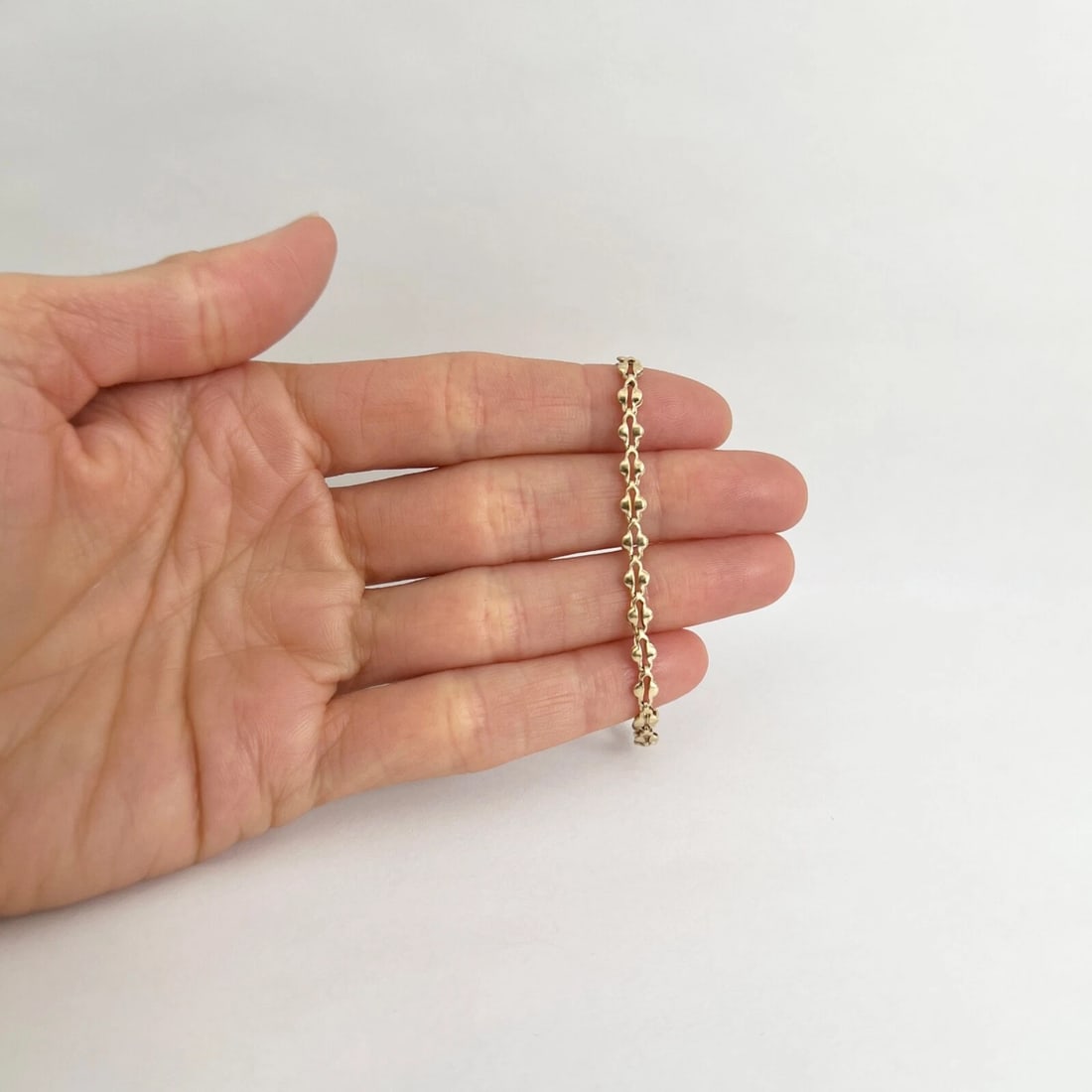 Vintage Child's Italian Chain Link Bracelet 14K Yellow Gold, 5.5 Inches, 2.58 Gr - 2