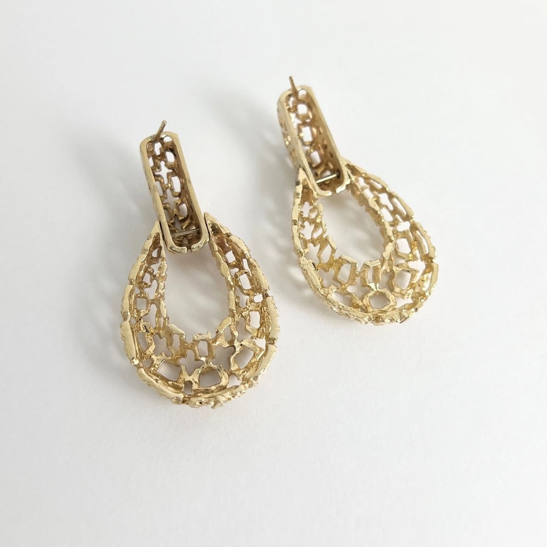 Vintage 1970's Oval Filigree Loop Dangle Drop Earrings 14K Yellow Gold, 19.65 Gr - 6