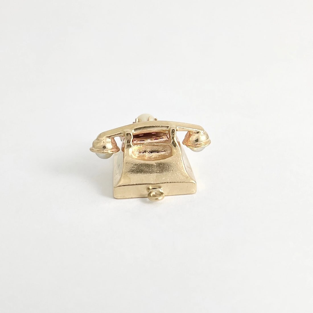 Vintage 1950's Pearl Ruby Sapphire Telephone Charm 14K Yellow Gold, 10.64 Grams - 6
