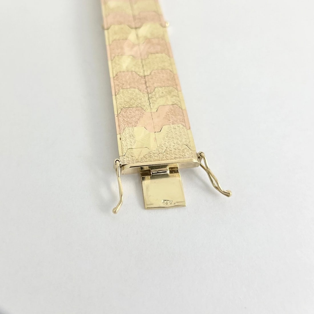 Vintage 1950's Wide Two-Tone Flat Link Bracelet 14K Rose Yellow Gold, 36.76 Gram - 8