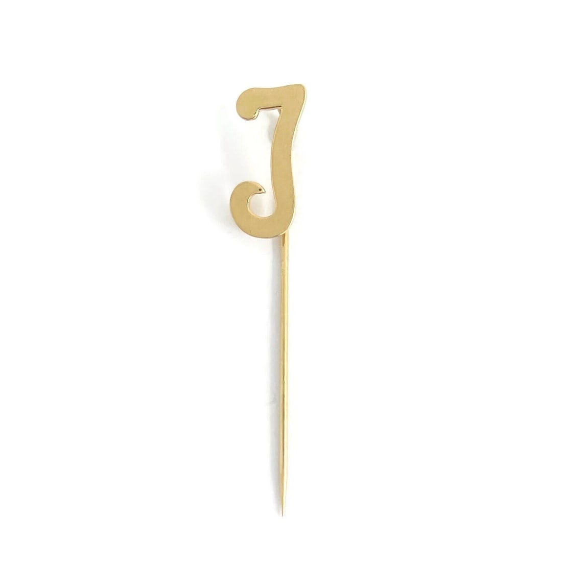 Vintage 1980's Letter T Initial Lapel Stick Pin 14K Yellow Gold, 1.35 Grams (1 of 9)
