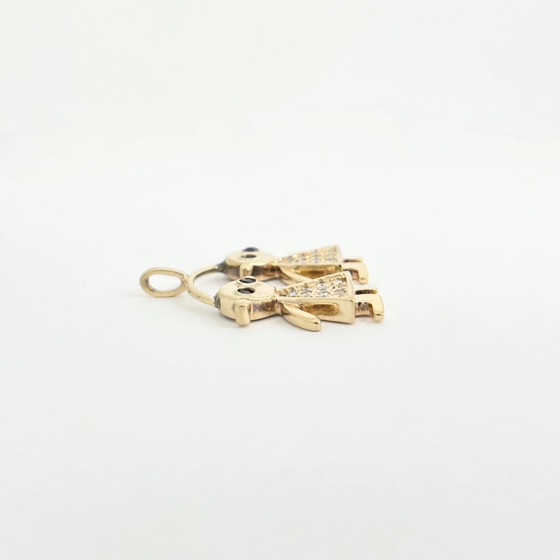 Vintage Diamond Gemstone Birthstone Girl Child Pendant 14K Yellow Gold 5.52 Gram - 3