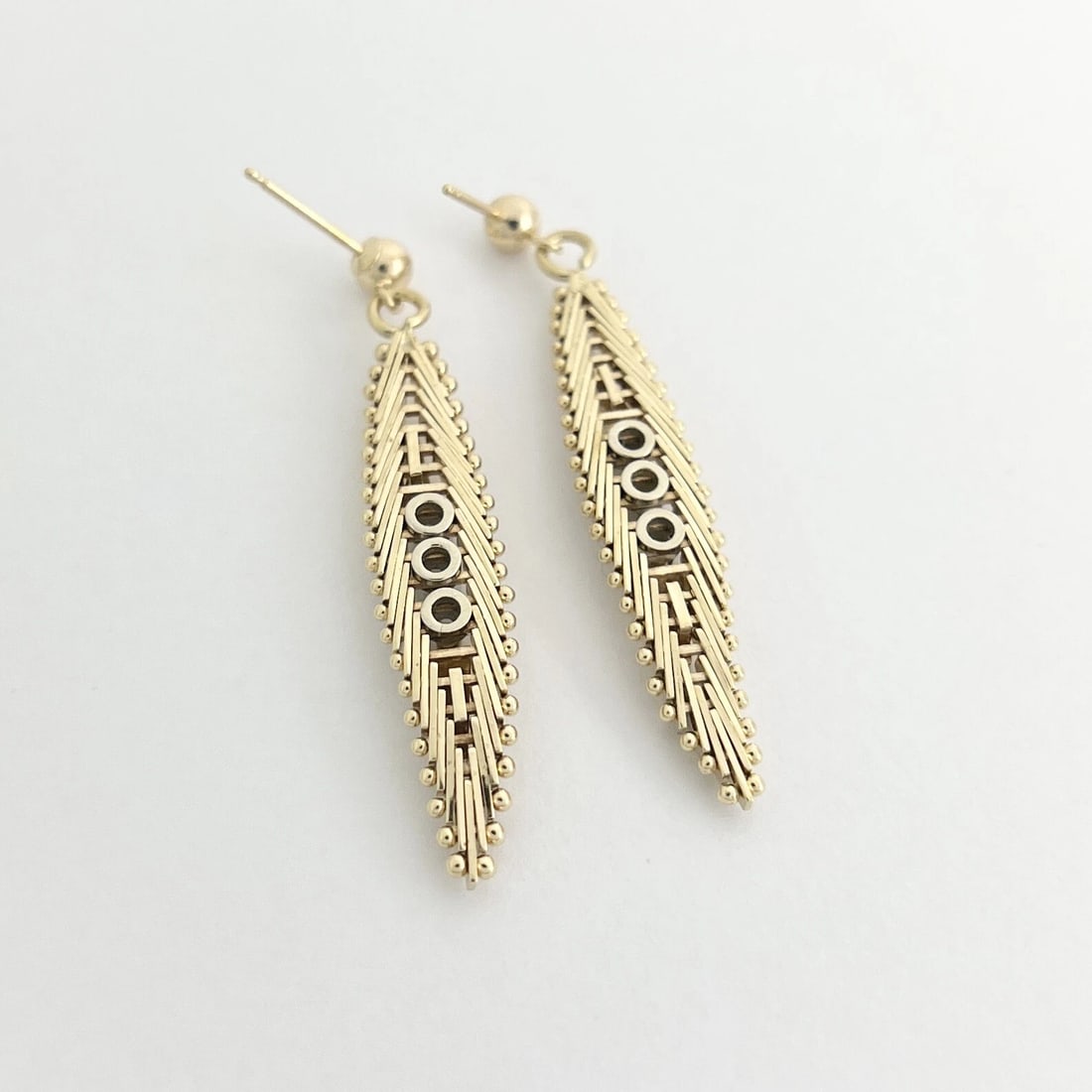 Vintage Diamond Flex Dangle Drop Earrings 14K Yellow Gold, 6.77 Grams - 6