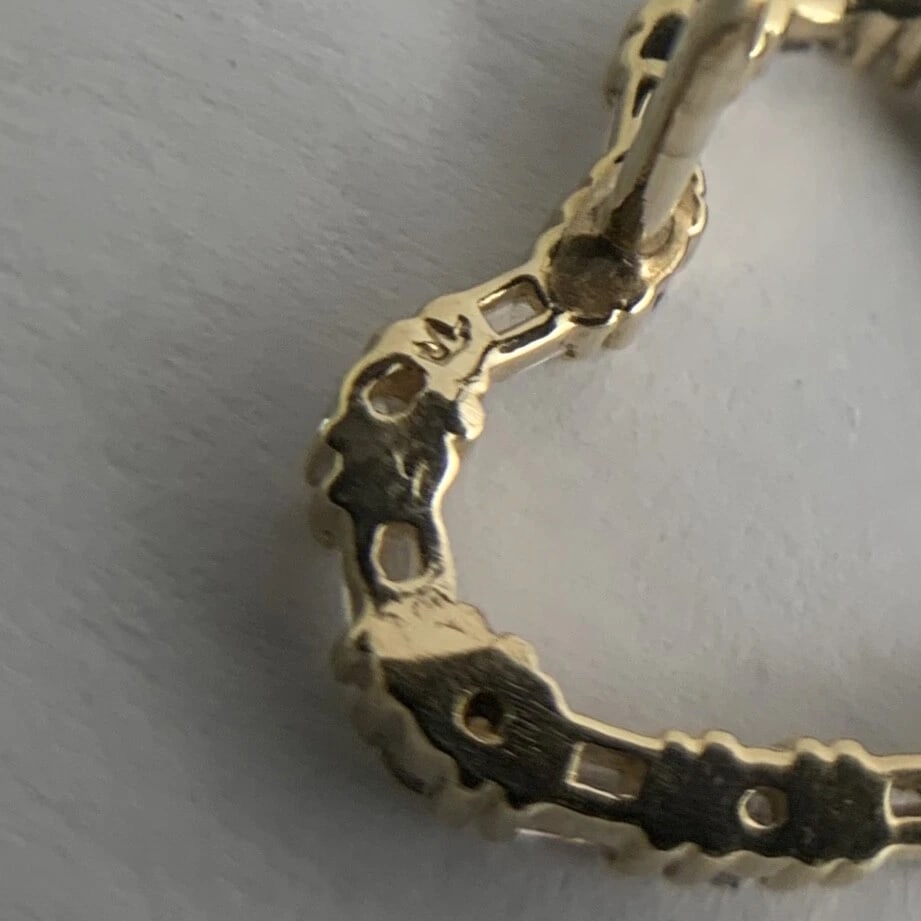 Vintage 1960's Diamond Heart Brooch Pin Tie Tack 14K Yellow Gold, 2.52 Grams - 12