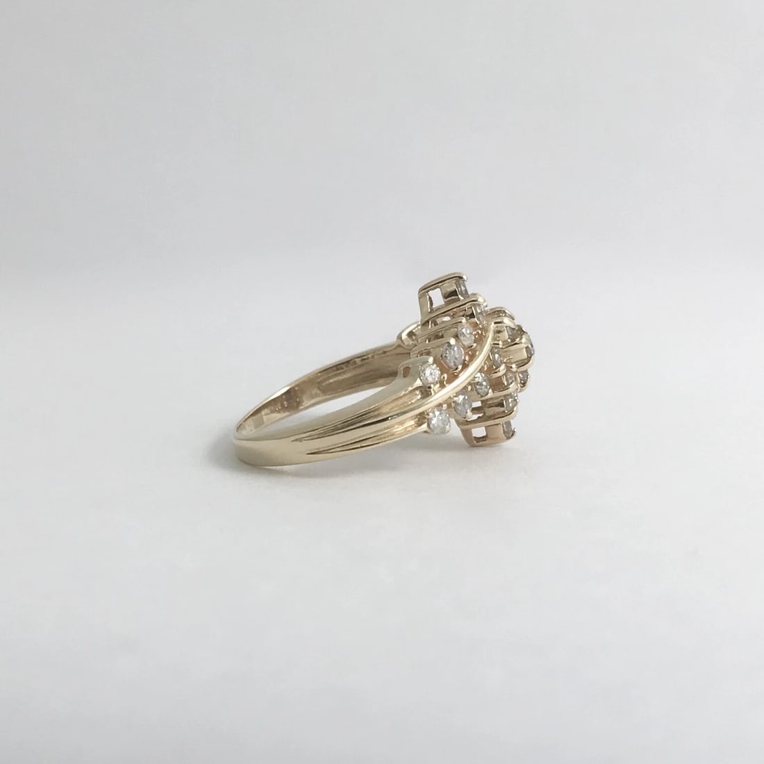 Vintage Diamond Zigzag Cluster Cocktail Ring 14K Yellow Gold, .65 CTW, 5.10 Gram - 9