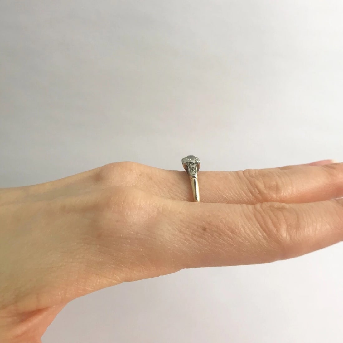 Vintage 1930's European Cut Diamond Engagement Ring 14K Yellow White Gold 1.78 G - 5