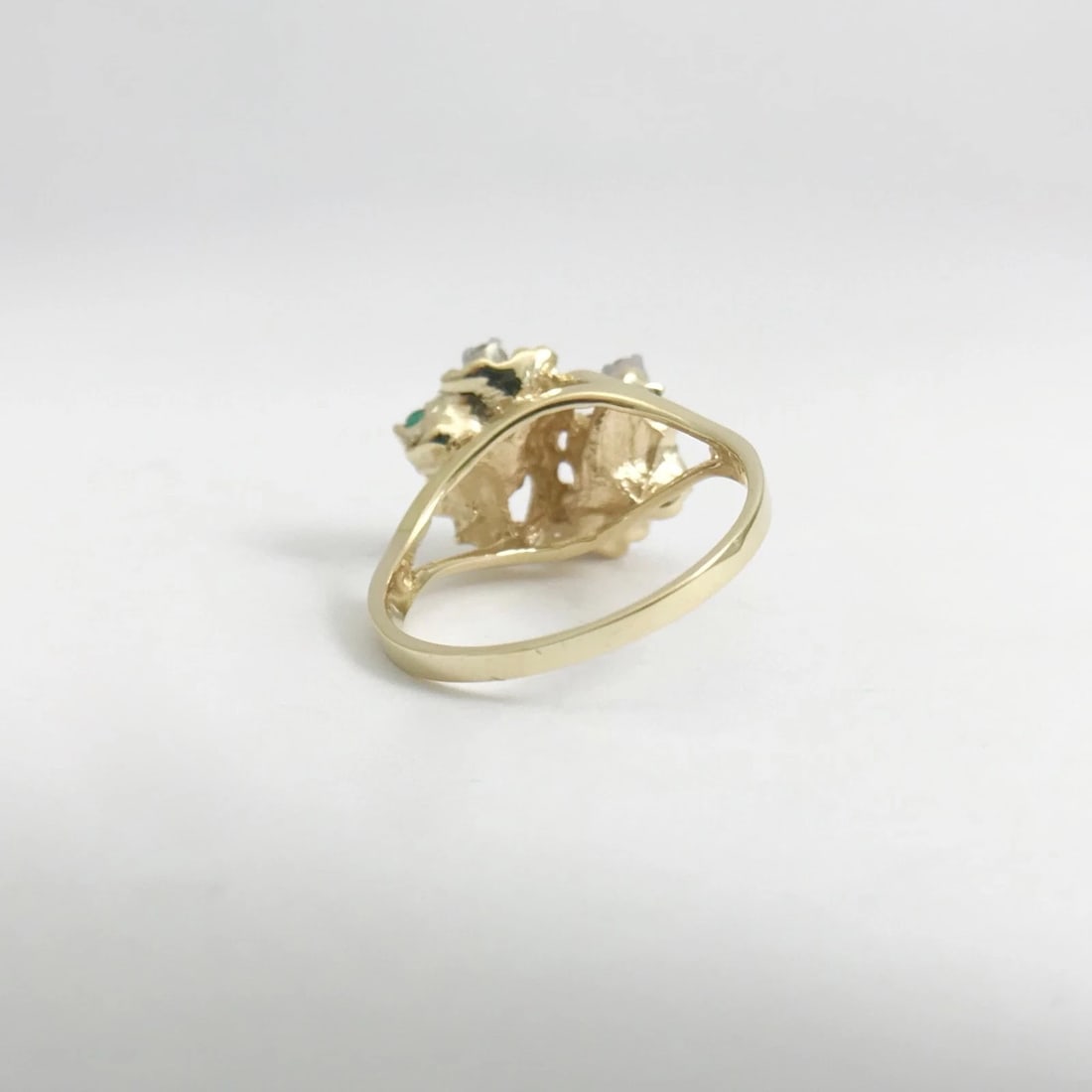 Vintage Red Ruby Green Emerald Diamond Cocktail Ring 14K Yellow Gold, 3.25 Grams - 10