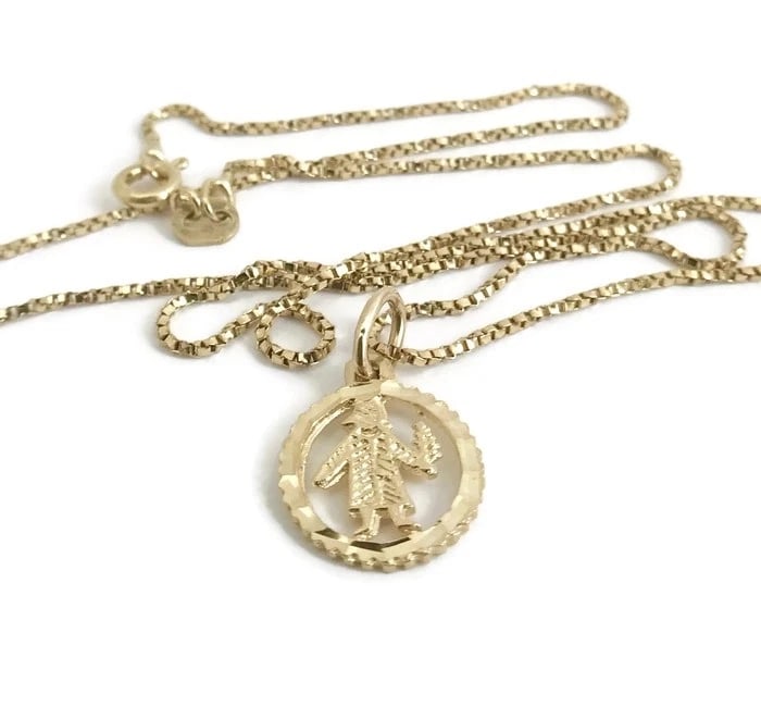 Vintage Arborist Tree Pendant Necklace 10K Yellow Gold 16 Inches, 2.44 Grams (1 of 11)