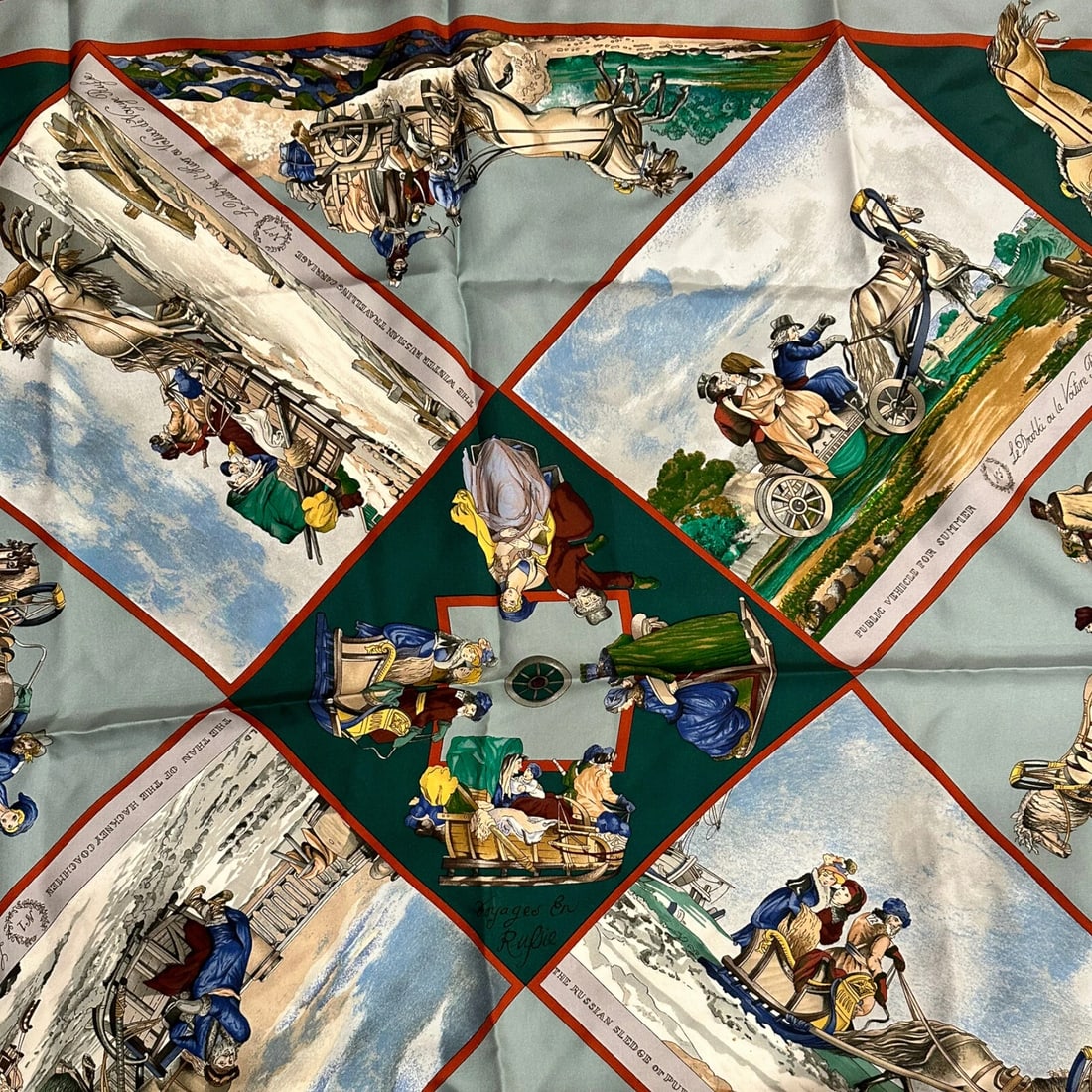 Authentic! Hermes A Walk Voyages en Russie Russia Loic Dubigeon 90cm Silk Scarf: Authentic! Hermes A Walk Voyages en Russie Russia Loic Dubigeon 90cm Silk Scarf About This Piece: Authentic Hermes "A Walk Voyages en Russie" scarf, designed by Loic Dubigeon, is crafted from luxuriou