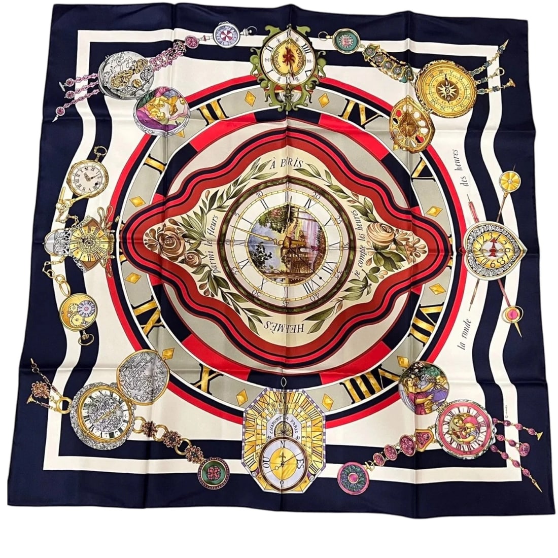 Authentic Hermes Carre 90cm Parmi les Fleurs Je Compte les Heures Silk Scarf (1 of 11)