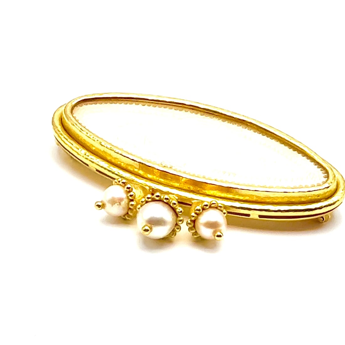 Authentic! Elizabeth Locke 18k Yellow Gold Pearl Mother Of Pearl Pin Brooch (1 of 6)