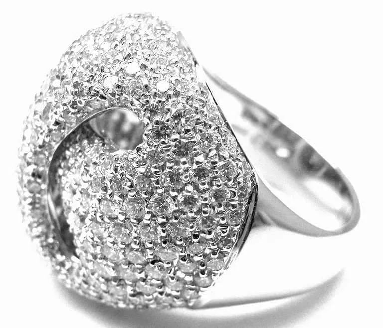 Damiani 18k White Gold Large 3.21ctw Diamond Gold Ring sz 7 (1 of 7)