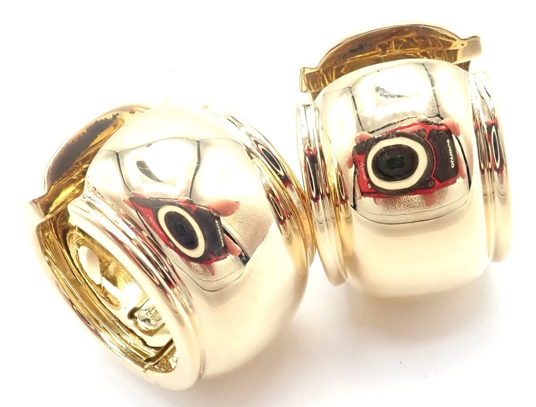 Rare! Authentic Vintage Tiffany & Co 18k Yellow Gold Wide Hoop Earrings (1 of 8)