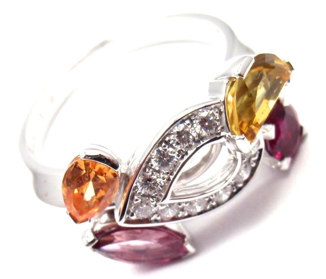 Authentic CARTIER Sorbet 18k White Gold Diamond Tourmaline Sapphire Ring Size 50: Authentic CARTIER Sorbet 18k White Gold Diamond Tourmaline Sapphire Ring Size 50 About This Piece: About Cartier: The company has a long and distinguished history of serving royalty, as well as stars