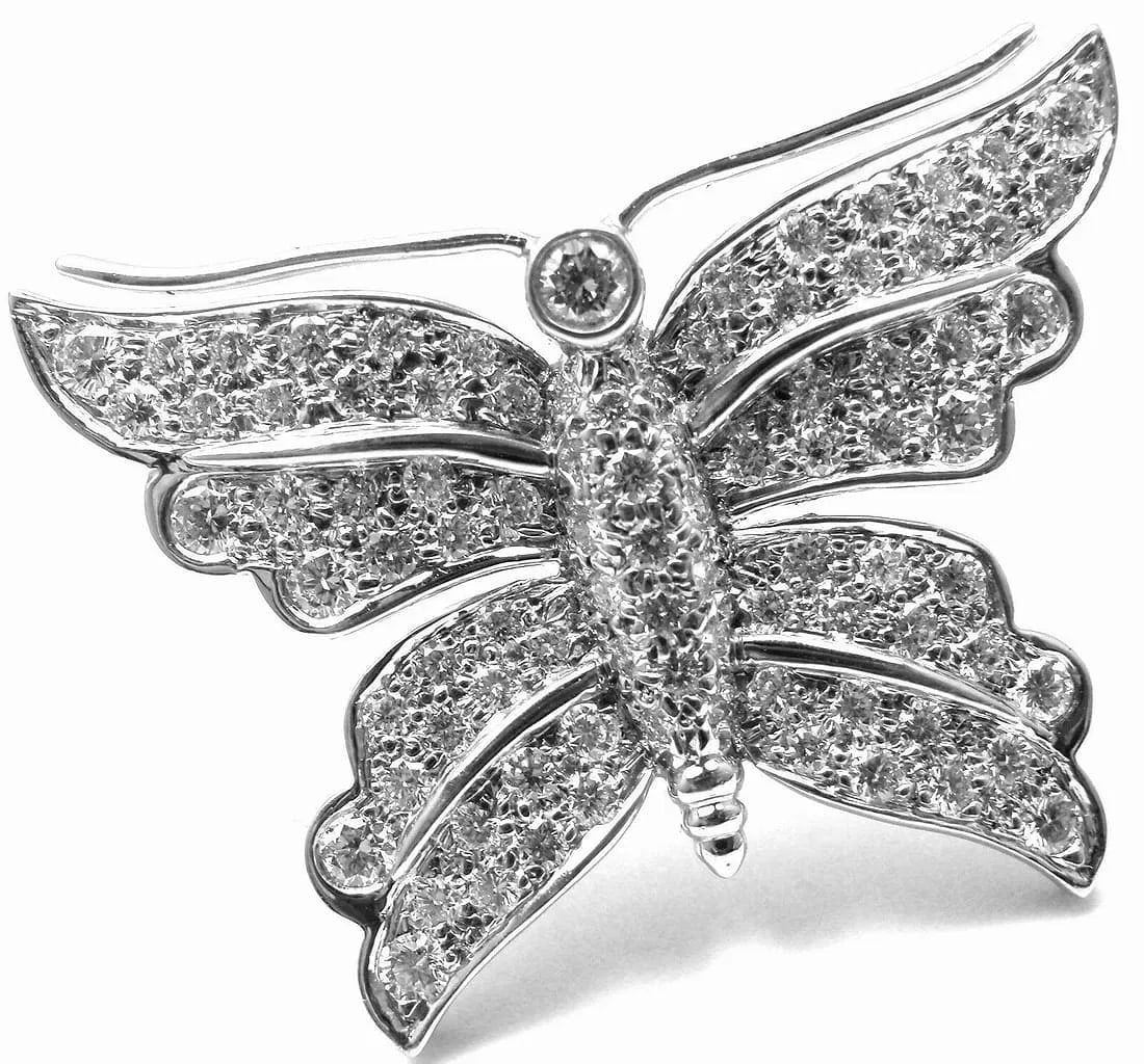 Rare! Authentic TIFFANY & CO Butterfly Platinum Diamond Pin Brooch (1 of 8)