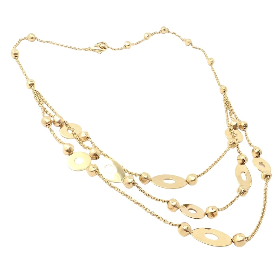 Authentic! Bulgari Bvlgari Lucea 18k Yellow Gold Three Row Necklace (1 of 3)