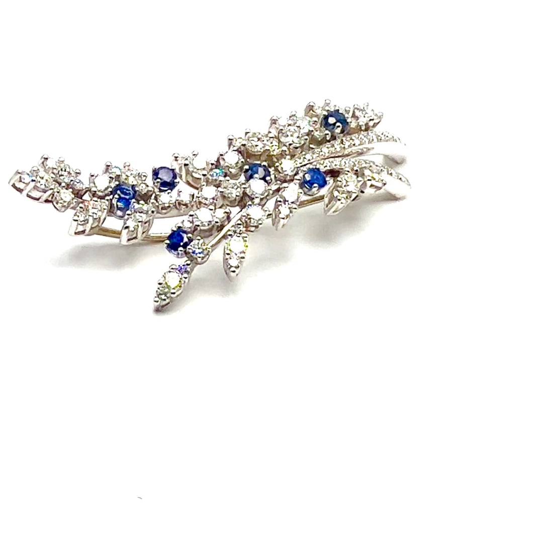 Authentic! Vintage Tiffany & Co. Platinum Diamond Sapphire Flower Pin Brooch (1 of 8)
