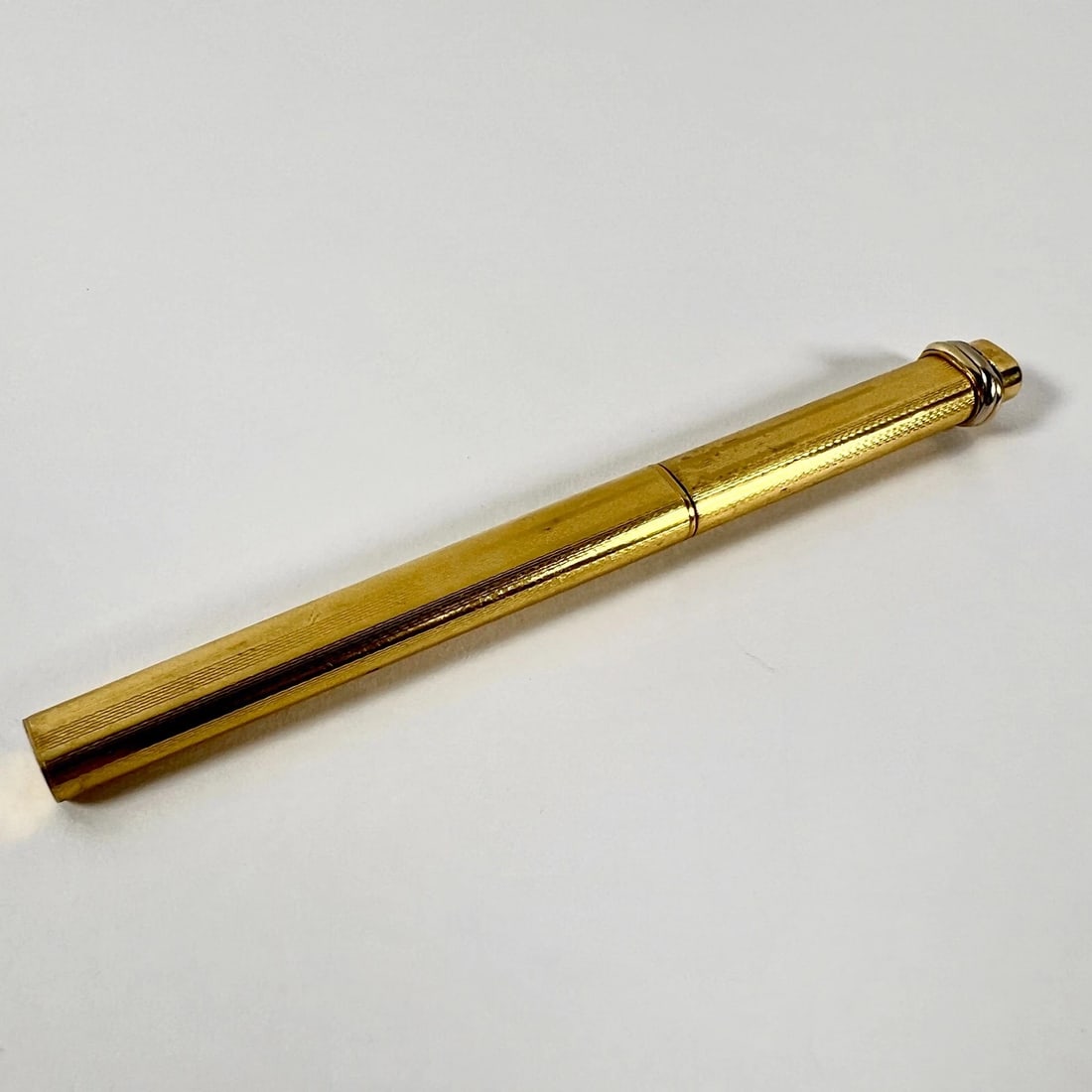 Must de Cartier Trinity Vendôme Ballpoint Pen – Gold Plate, Pinstripe, 1980's (1 of 9)