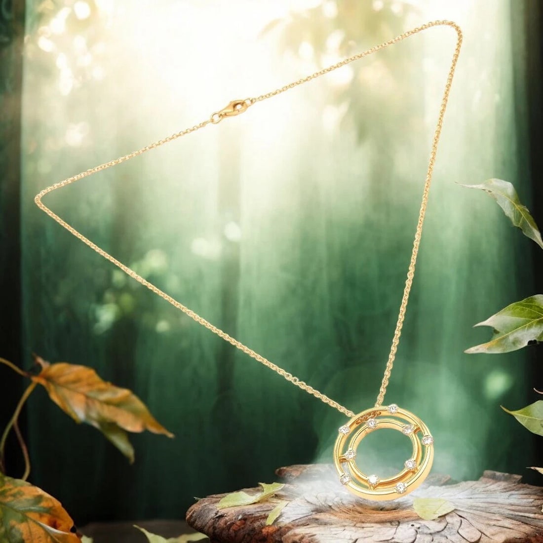 Authentic! Roberto Coin 18k Yellow Gold Double Hoop Diamond Pendant Necklace: Authentic! Roberto Coin 18k Yellow Gold Double Hoop Diamond Pendant Necklace About This Piece: The Roberto Coin 18k Yellow Gold Double Hoop Diamond Pendant Necklace features two interlocking hoops, cr