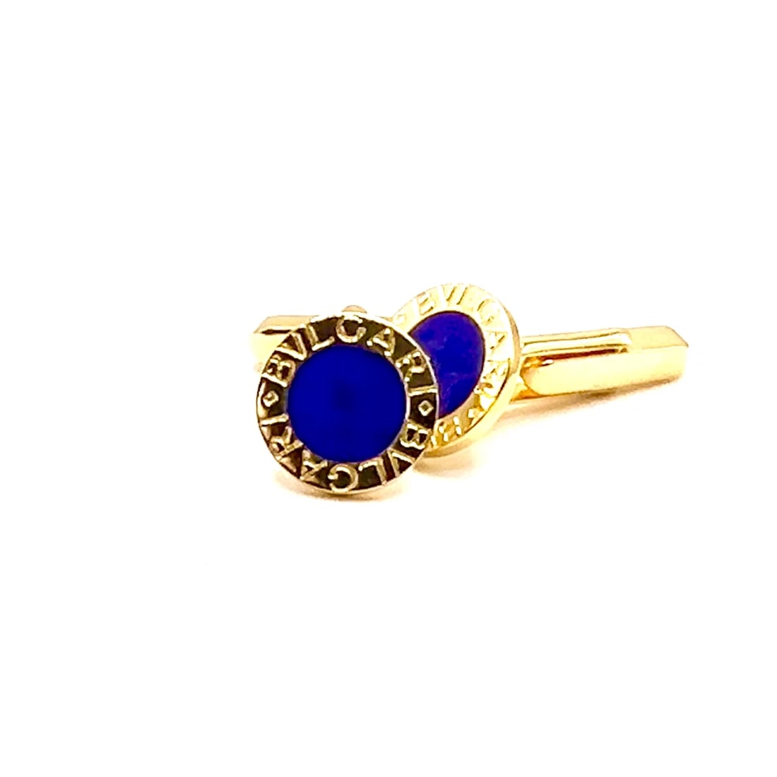 Authentic! Bvlgari Bulgari 18k Yellow Gold Lapis Lazuli Cufflinks (1 of 6)