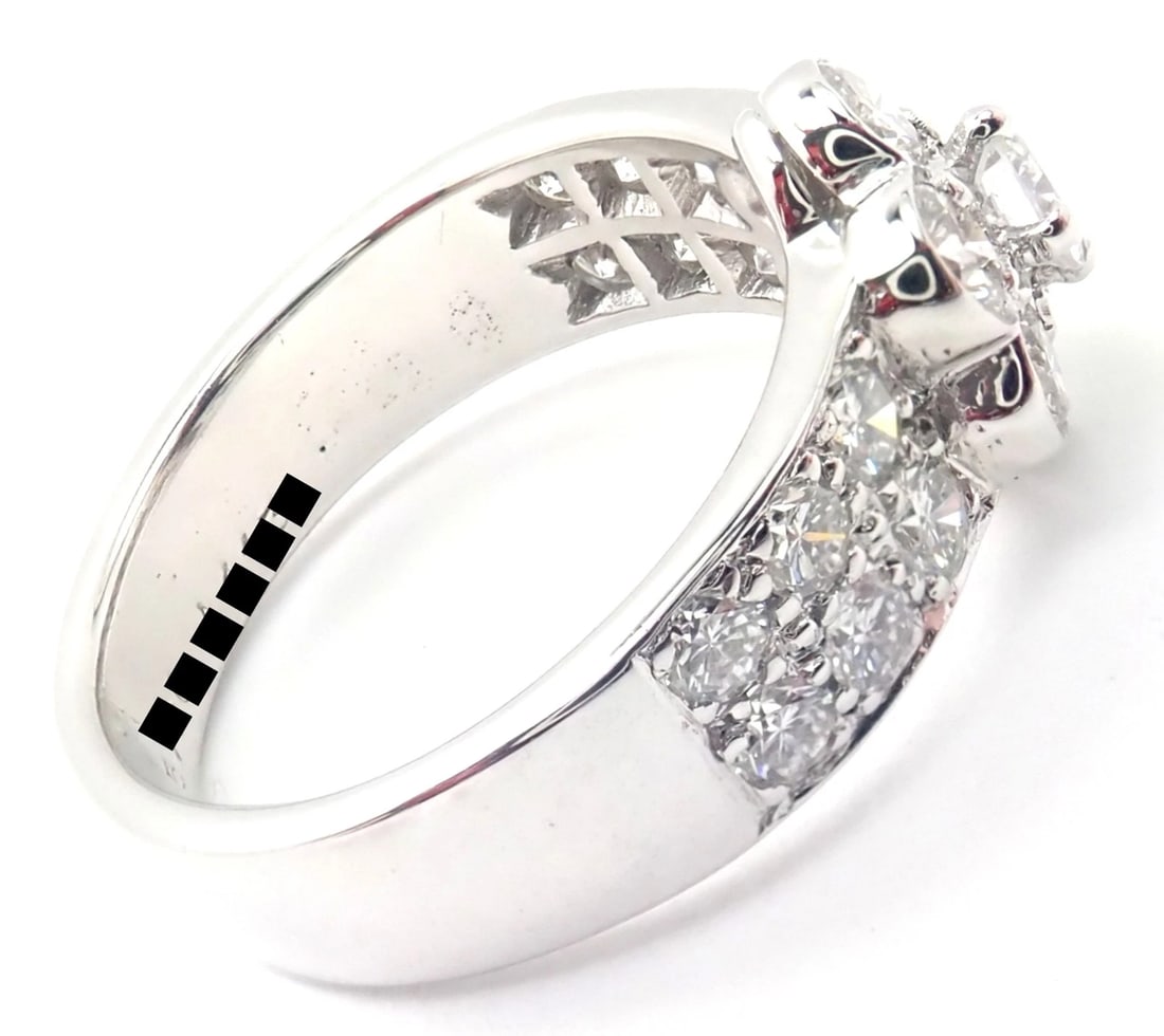 Authentic! Van Cleef & Arpels 18k White Gold Diamond Fleurette Flower Ring (1 of 7)