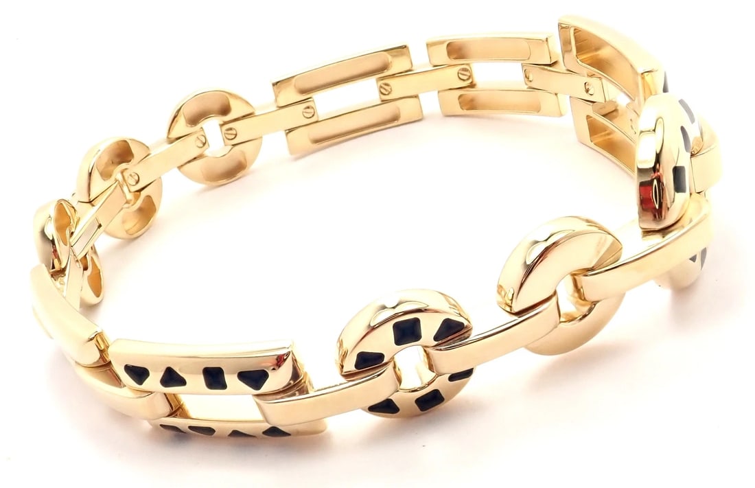 Rare! Authentic Cartier Panthere 18k Gold Black Lacquer Spot Link Bracelet Paper (1 of 11)