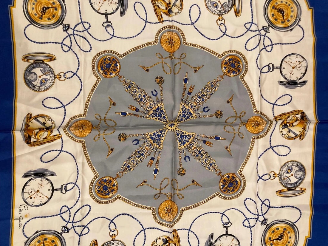 Authentic RARE! Rolex Geneve Swiss Vintage 90cm Silk Scarf (1 of 9)