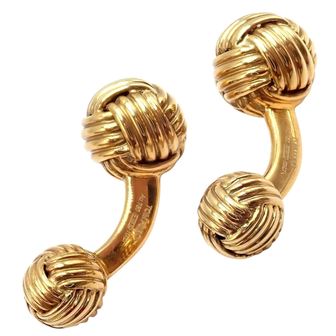 Authentic Tom Ford 18k Yellow Gold Signature Classic Rope Knot Cufflinks (1 of 9)