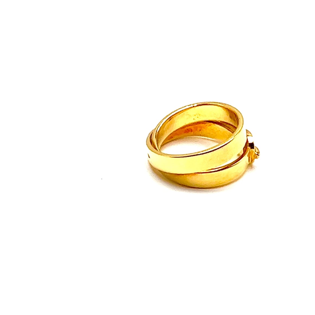 Authentic! Hermes 18K Yellow Gold Buckle Double Row Band Ring (1 of 8)