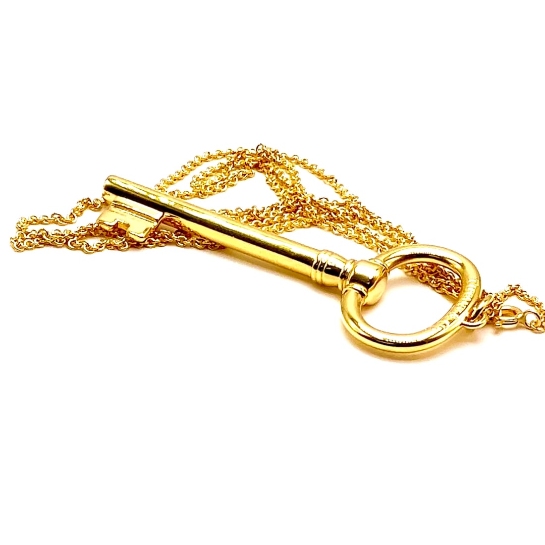 Authentic! Tiffany & Co 18k Yellow Gold Oval Key Pendant Necklace (1 of 6)