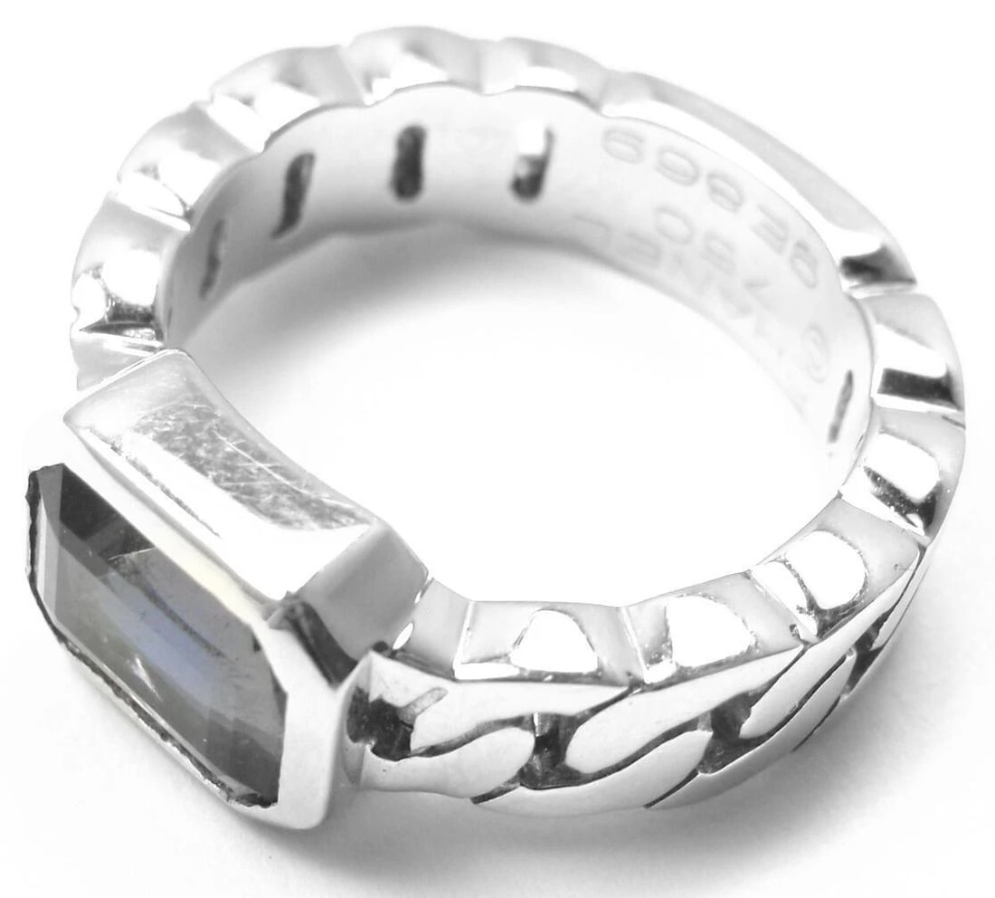 Authentic! Chanel 18k White Gold Tanzanite Band Ring (1 of 6)