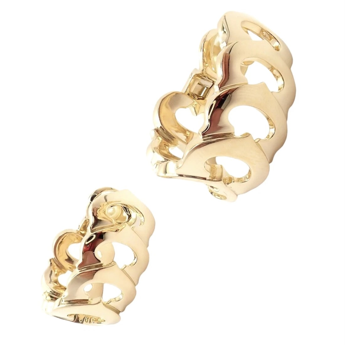 Authentic! Cartier 18k Yellow Gold Signature C De Cartier Large Hoop Earrings (1 of 8)