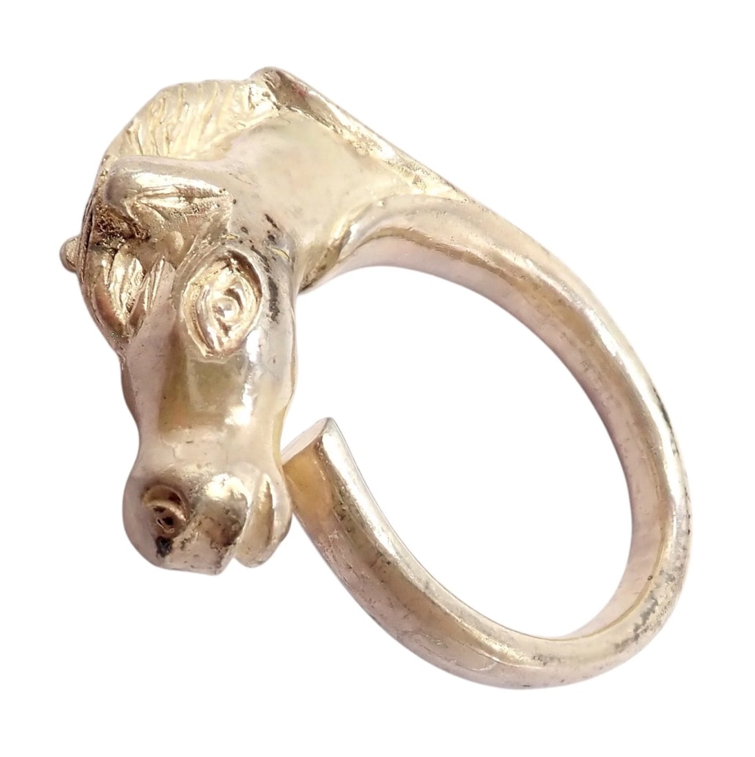 Authentic! Hermes Silver Horse Cheval Band Ring (1 of 12)