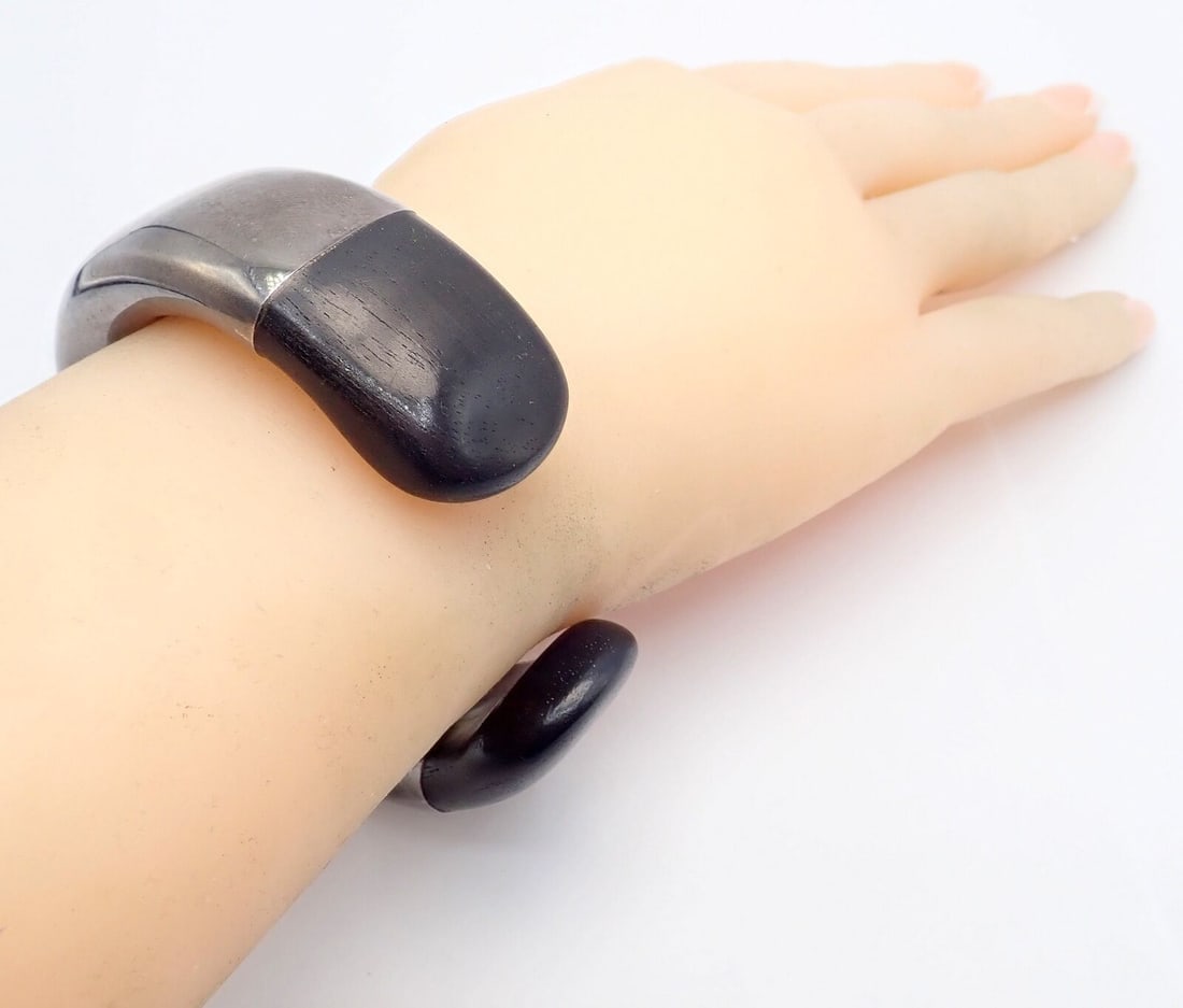 Vintage Tiffany & Co Sterling Silver Andreas Mikkelson Ebony Wood Cuff Bracelet (1 of 7)