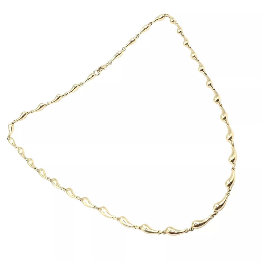 Authentic! Tiffany & Co Peretti 18k Yellow Gold Vintage Teardrop Necklace 15.75": Authentic! Tiffany & Co Peretti 18k Yellow Gold Vintage Teardrop Necklace 15.75" Authentic! Tiffany & Co Peretti 18k Yellow Gold Vintage Teardrop Necklace 15.75" Product Description About This Piece:
